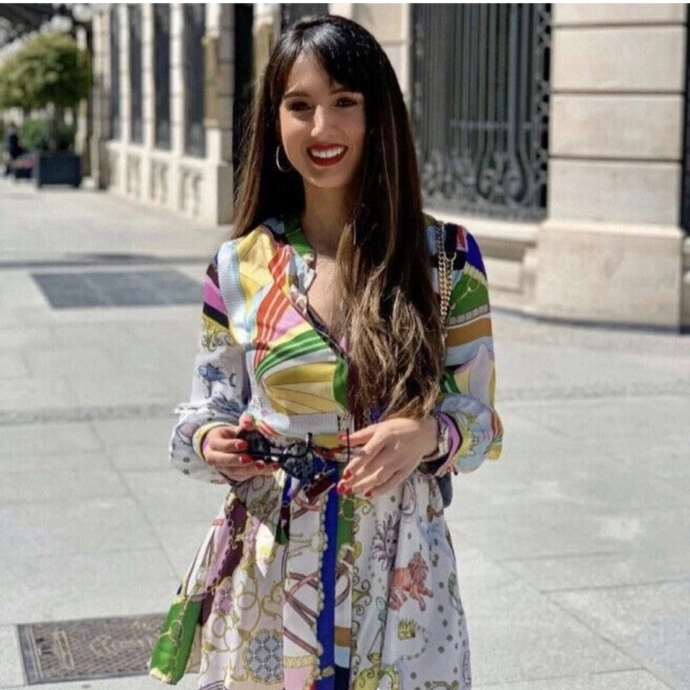 Zara Multicolor Long Sleeve Dress - Picture 9 of 15